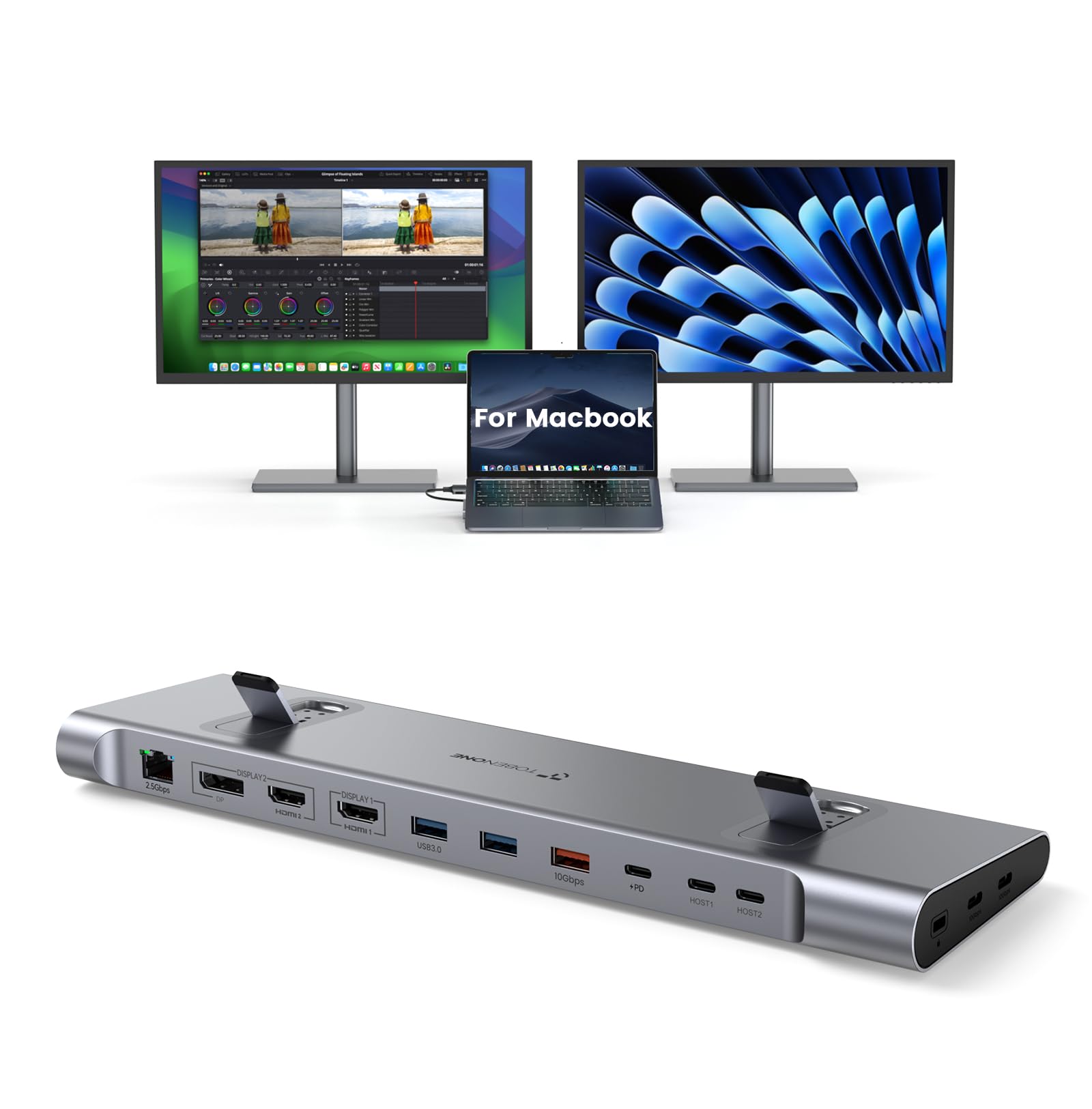 Amazon.com: TobenONE MacBook Docking Station Dual 4K@60Hz Monitor